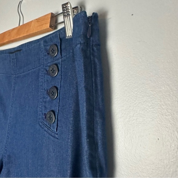 Talbots Wide Leg Sailor Lightweight Chambray Trouser Pants, Size 10 Petite, Blue - Picture 4 of 8